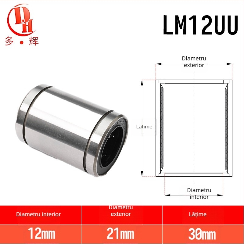 Rulmenți liniari LM seria (LM3UU–LM40UU) din oțel de rulment
