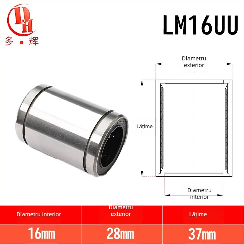 Rulmenți liniari LM seria (LM3UU–LM40UU) din oțel de rulment