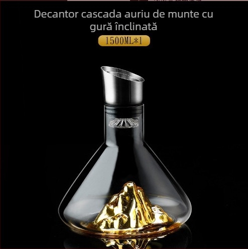 Decanter Waterfall Blue Mountain din cristal, bază Jinshan iceberg, pentru hoteluri și cluburi cu logo personalizat