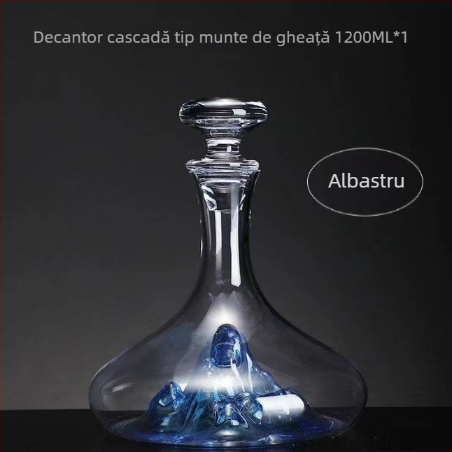 Decanter Waterfall Blue Mountain din cristal, bază Jinshan iceberg, pentru hoteluri și cluburi cu logo personalizat