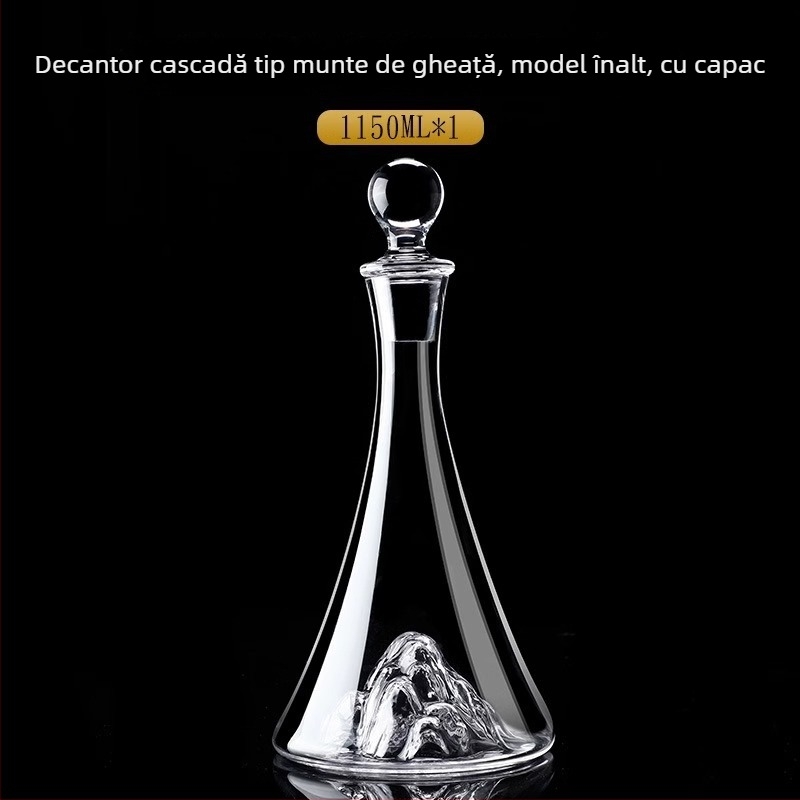 Decanter Waterfall Blue Mountain din cristal, bază Jinshan iceberg, pentru hoteluri și cluburi cu logo personalizat