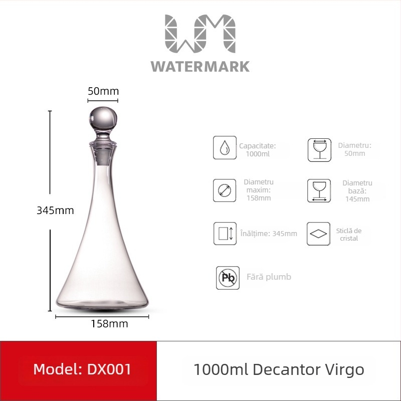 Set de pahare din cristal pentru vin roșu, cu decantator, lux în stil zodiacal