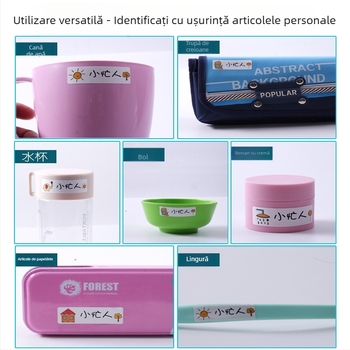Etichete impermeabile cu nume pentru grădiniță – pentru rechizite și sticle de apă