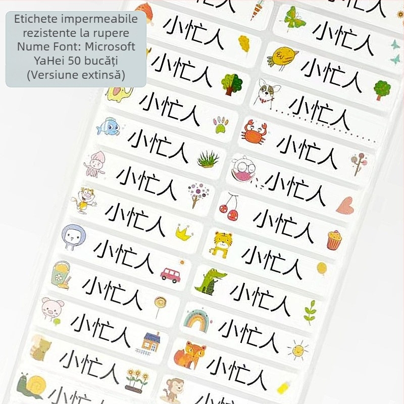 Etichete impermeabile cu nume pentru grădiniță – pentru rechizite și sticle de apă