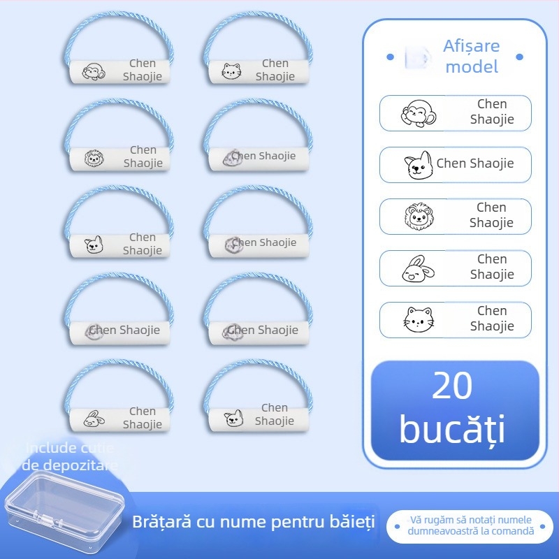 Etichete cu nume pentru grădiniță, etichete impermeabile, reutilizabile, lanțuri de purtare anti-pierdere, potrivite pentru ghiozdan și pantofi, stil desen animat
