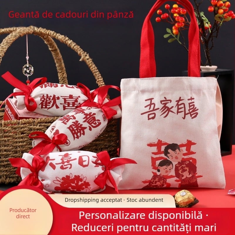 Cadouri de nuntă în stil chinezesc: pungă din pânză pentru bomboane și cutie pentru bomboane