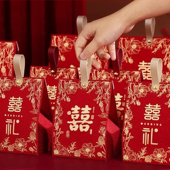 Piper – Cutii pătrate pentru bomboane, set pentru nuntă (mic și mare), stil chinezesc, ambalaj cadou elegant