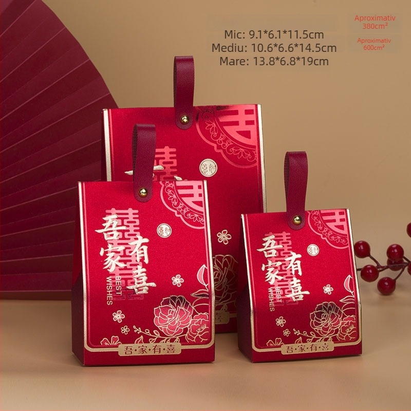 Piper – Cutii pătrate pentru bomboane, set pentru nuntă (mic și mare), stil chinezesc, ambalaj cadou elegant