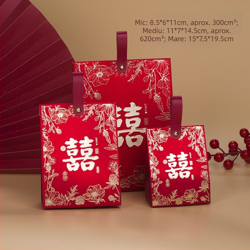 Piper – Cutii pătrate pentru bomboane, set pentru nuntă (mic și mare), stil chinezesc, ambalaj cadou elegant