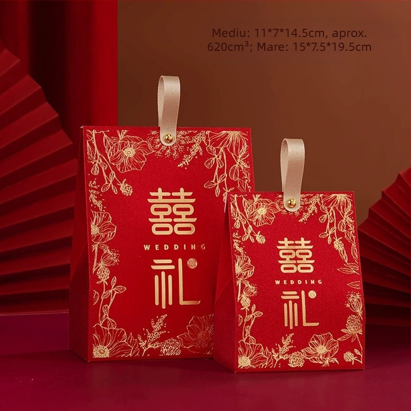 Piper – Cutii pătrate pentru bomboane, set pentru nuntă (mic și mare), stil chinezesc, ambalaj cadou elegant