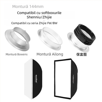 Adaptor Softbox cu montură bayonet pentru fotografie, compatibil cu softboxuri Shenniu, Jiebao, Zhijie și concentrator Zhijie