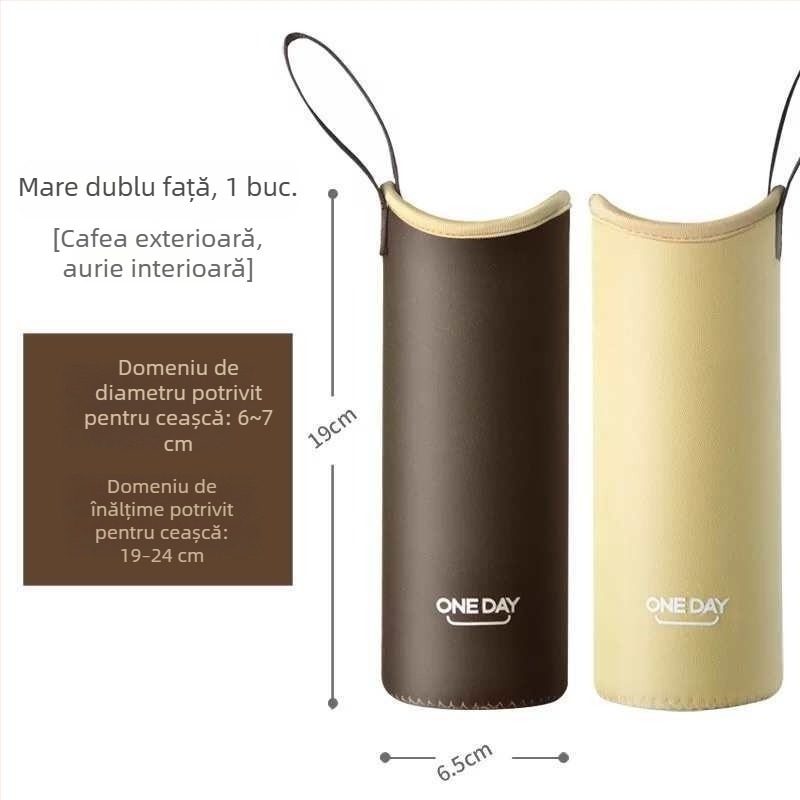 Husă pentru cană cu șnur, izolație universală pentru cană din sticlă sau termos, 350–500 ml