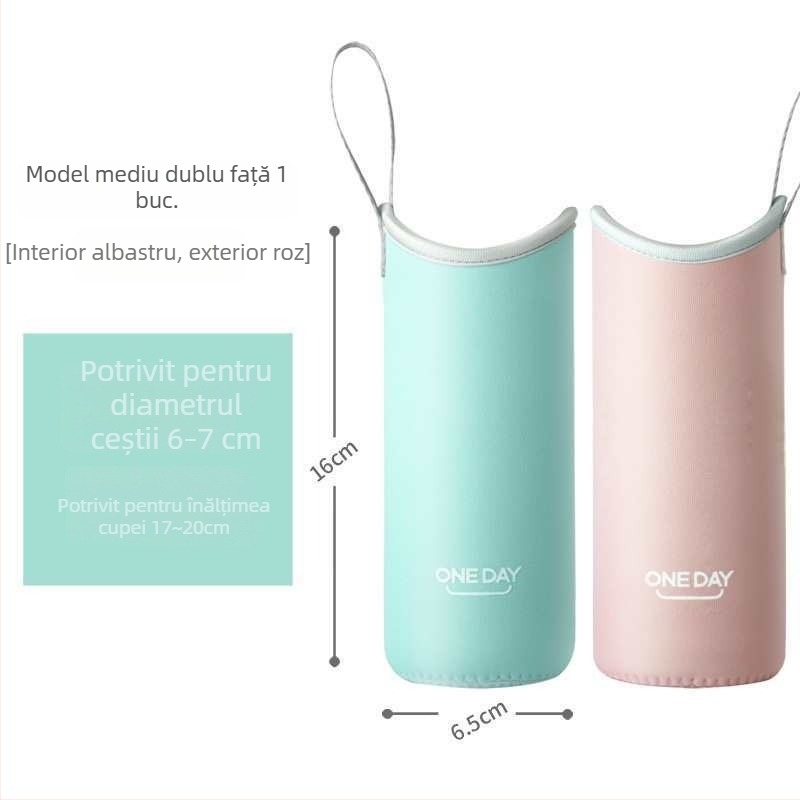 Husă pentru cană cu șnur, izolație universală pentru cană din sticlă sau termos, 350–500 ml