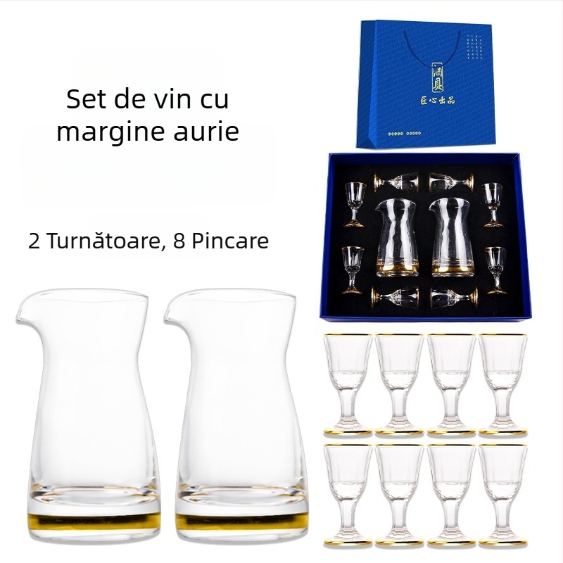 Set cadou de pahare de vin cu logo, 8 piese, include decantor și pahare înalte