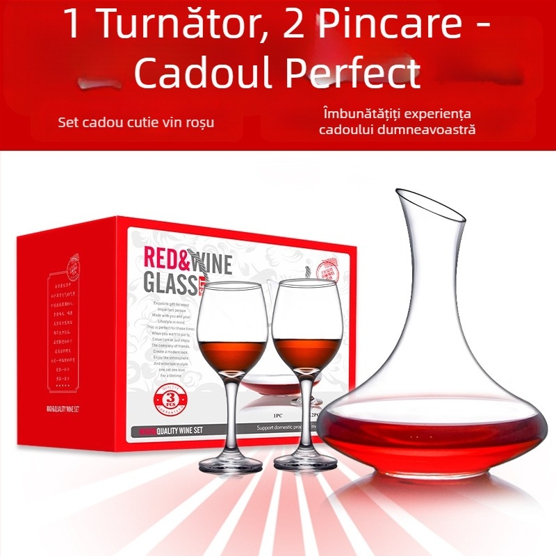 Set cadou de pahare de vin cu logo, 8 piese, include decantor și pahare înalte