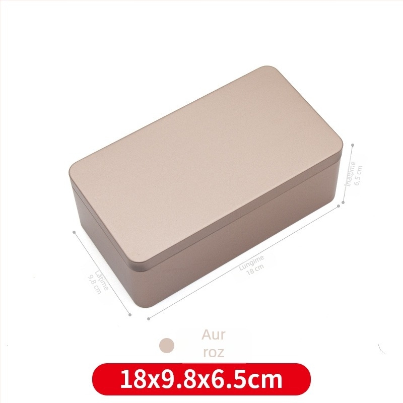 Cutie dreptunghiulară din tablă metalică pentru ceai, cutie goală personalizabilă, mare dimensiune, ambalaj pentru biscuiți și bomboane, stil modern.