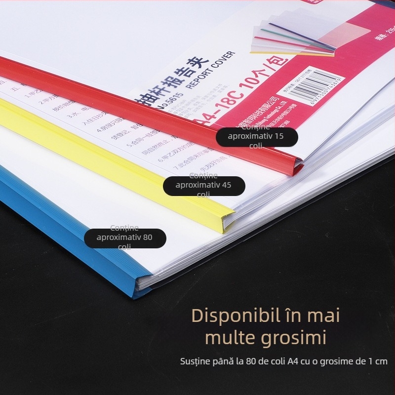 Dosar A4 cu clips de tragere, inserții transparente, capacitate mare, mapă din plastic cu model