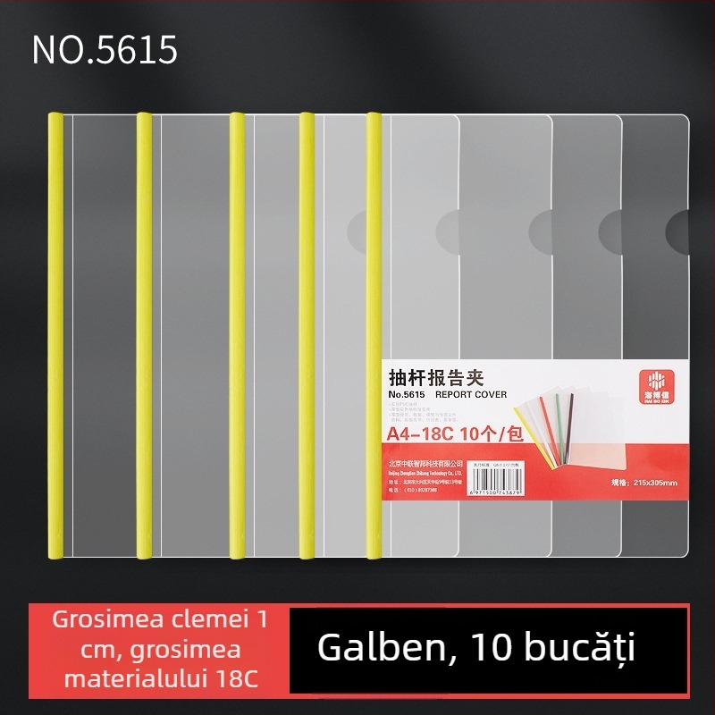 Dosar A4 cu clips de tragere, inserții transparente, capacitate mare, mapă din plastic cu model