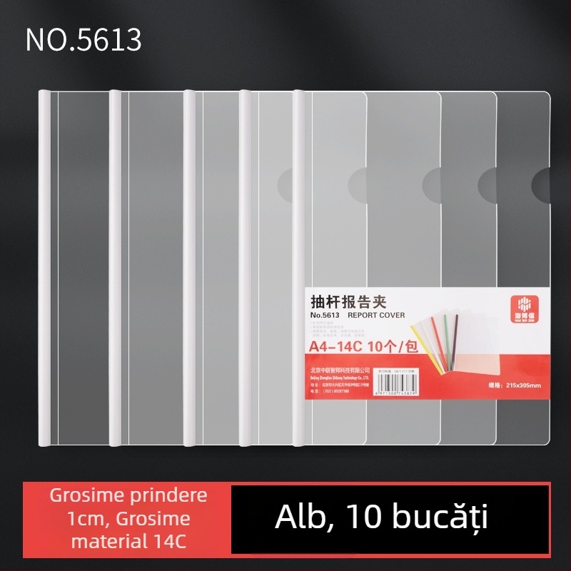 Dosar A4 cu clips de tragere, inserții transparente, capacitate mare, mapă din plastic cu model