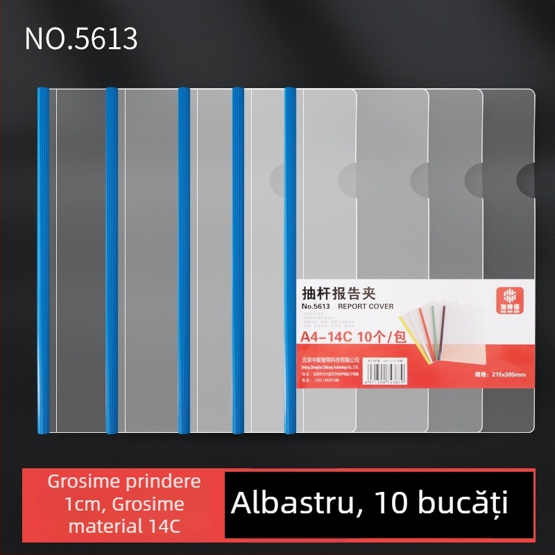 Dosar A4 cu clips de tragere, inserții transparente, capacitate mare, mapă din plastic cu model