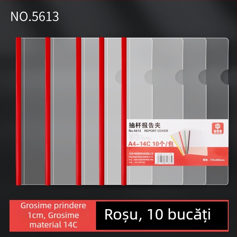 Dosar A4 cu clips de tragere, inserții transparente, capacitate mare, mapă din plastic cu model