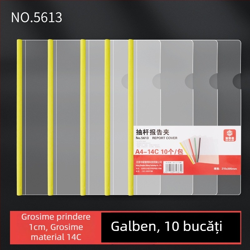 Dosar A4 cu clips de tragere, inserții transparente, capacitate mare, mapă din plastic cu model