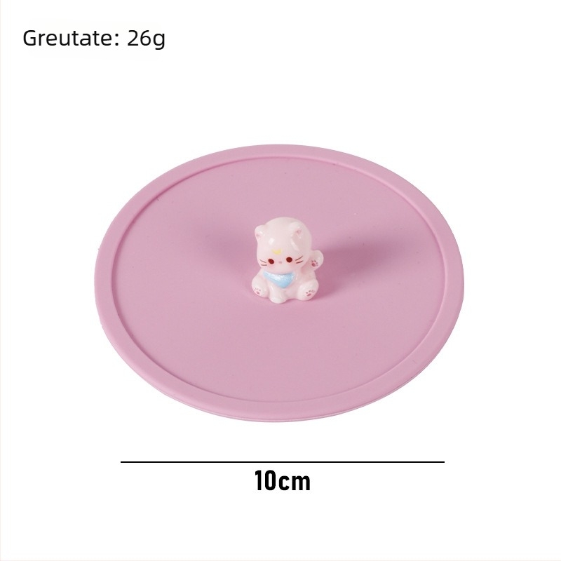 Capac de cană din silicon, silicon alimentar, design cu desene animate, protecție împotriva prafului și a scurgerilor, capac etanș multifuncțional pentru ceai și băuturi