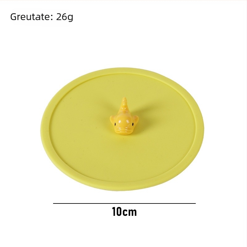 Capac de cană din silicon, silicon alimentar, design cu desene animate, protecție împotriva prafului și a scurgerilor, capac etanș multifuncțional pentru ceai și băuturi