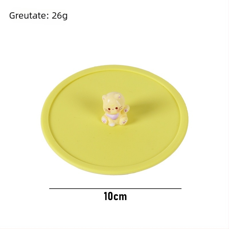 Capac de cană din silicon, silicon alimentar, design cu desene animate, protecție împotriva prafului și a scurgerilor, capac etanș multifuncțional pentru ceai și băuturi