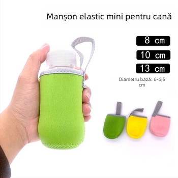 Manșon mini izolat din pânză pentru pahare din sticlă și plastic, cu șnur