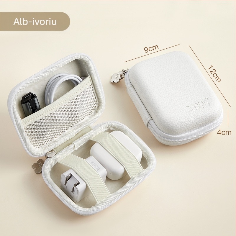 Carcasă rigidă protectivă pentru accesorii digitale: organizator pentru cabluri și încărcătoare, USB și căști.