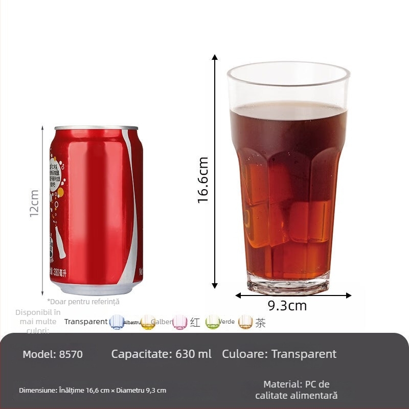 Pahar de băuturi din policarbonat, rezistent la spargere, la temperaturi ridicate și scăzute, lavabil în mașina de spălat vase, pentru casă și birou