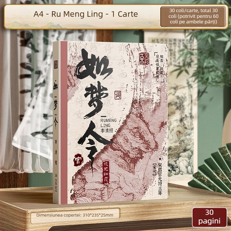 Carte informativă în stil chinezesc pentru poezie și literatură, dosar de documente, mapă groasă