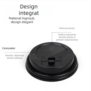 Capac de unică folosință pentru pahar de hârtie, capac plat cu întrerupător, diametru 80/90 mm, capac multifuncțional interconectat, etanș la scurgeri, capac pentru ceai cu lapte.