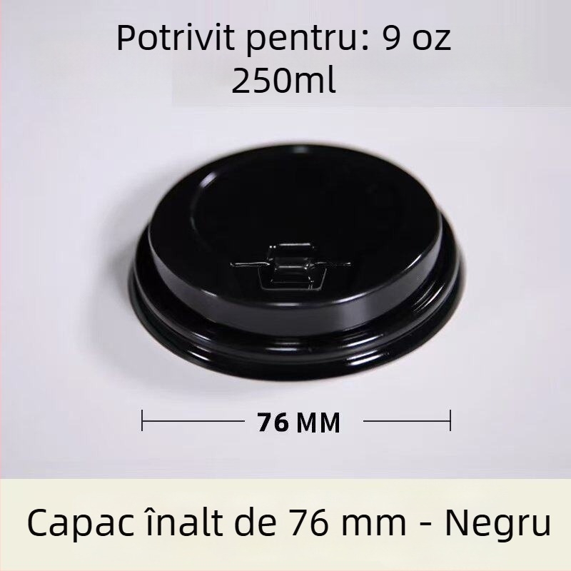 Capac de unică folosință pentru pahar de hârtie, capac plat cu întrerupător, diametru 80/90 mm, capac multifuncțional interconectat, etanș la scurgeri, capac pentru ceai cu lapte.