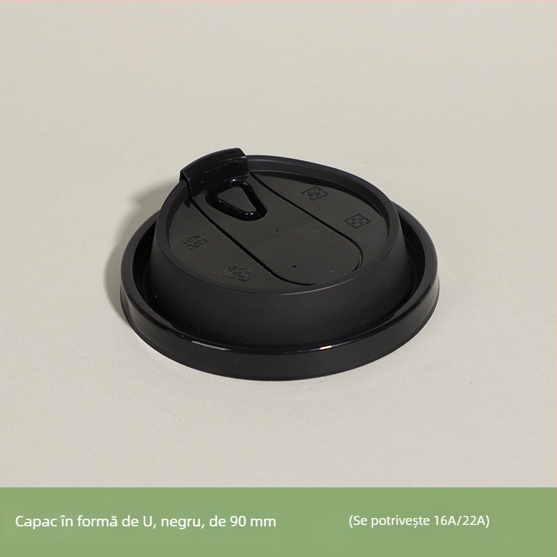 Capac de unică folosință pentru pahar de hârtie, capac plat cu întrerupător, diametru 80/90 mm, capac multifuncțional interconectat, etanș la scurgeri, capac pentru ceai cu lapte.
