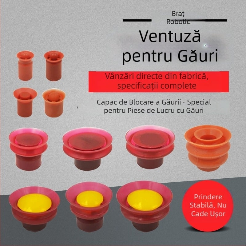 Duză de vid cu orificii pentru blocarea orificiului de la capacul sticlei — cap mare din silicon, pentru manipulator robotic, duză de aspirație, pneumatic, automatizare la temperaturi înalte