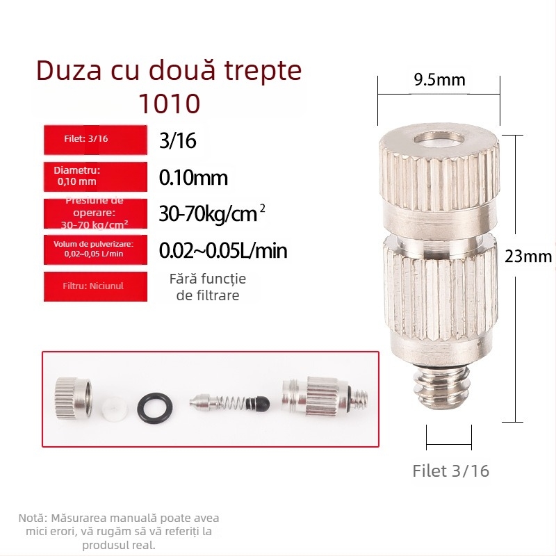 Duza de atomizare cu presiune înaltă pentru răcirea în seră și umidificarea mașinilor textile, eliminarea prafului în ateliere.