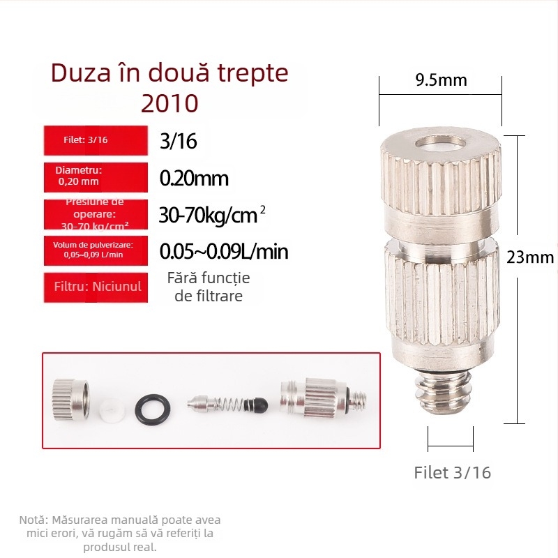 Duza de atomizare cu presiune înaltă pentru răcirea în seră și umidificarea mașinilor textile, eliminarea prafului în ateliere.