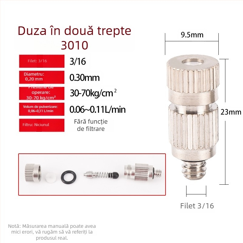 Duza de atomizare cu presiune înaltă pentru răcirea în seră și umidificarea mașinilor textile, eliminarea prafului în ateliere.