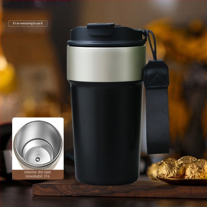 Cană termoizolantă pentru cafea cu logo personalizat, din oțel inoxidabil 316, cadou corporativ premium