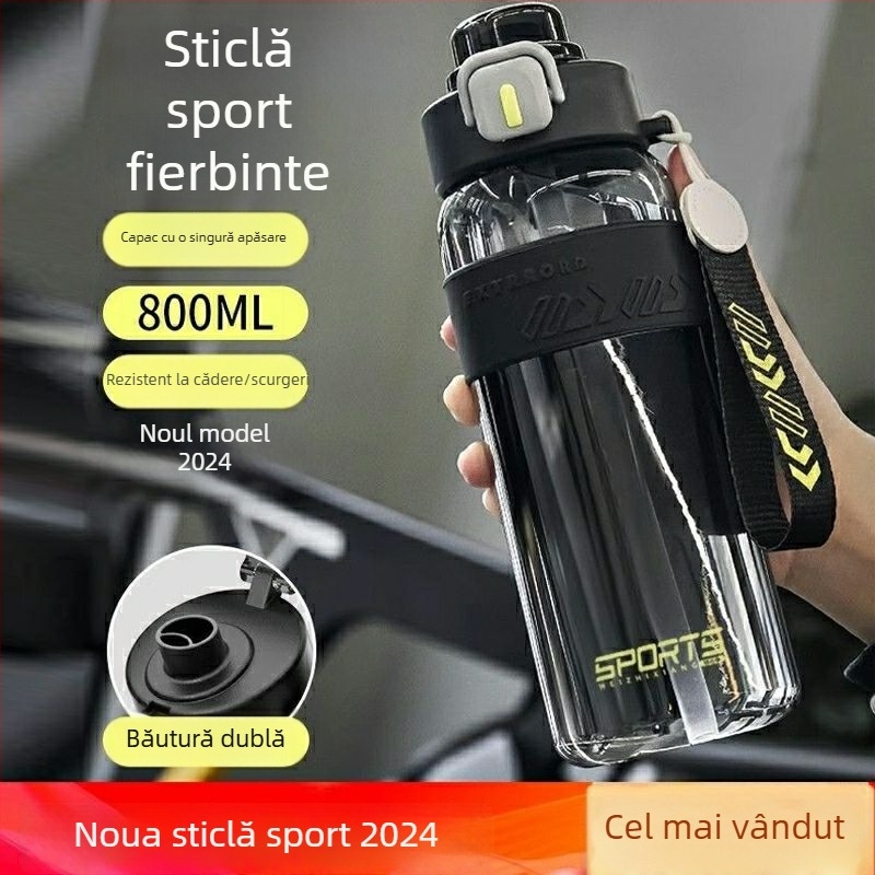 Sticlă de apă sport pentru elevi — portabilă, rezistentă la temperaturi înalte, model de vară 2025, volum mare pentru antrenamente în aer liber