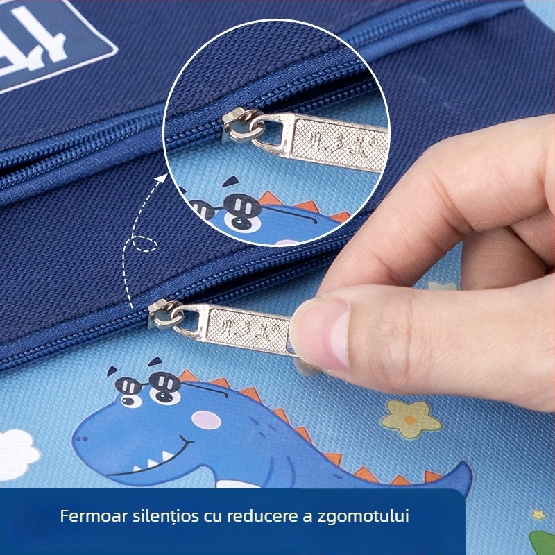 Geantă A4 cu fermoar pentru elevi din învățământ primar – depozitare teme și manuale, din pânză