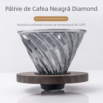 Cană de cafea pour-over cu model diamant obsidian în nor, sticlă rezistentă la temperatură, cu scară de măsurare