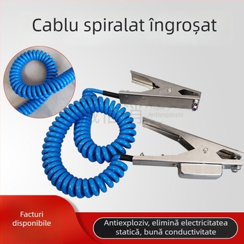 Clema de împământare electrostatică anti-explozie, din oțel inoxidabil 304, cu capete duble, pentru uz în fabrici chimice și stații de carburanți.