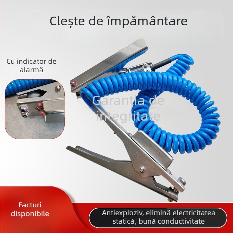 Clema de împământare electrostatică anti-explozie, din oțel inoxidabil 304, cu capete duble, pentru uz în fabrici chimice și stații de carburanți.