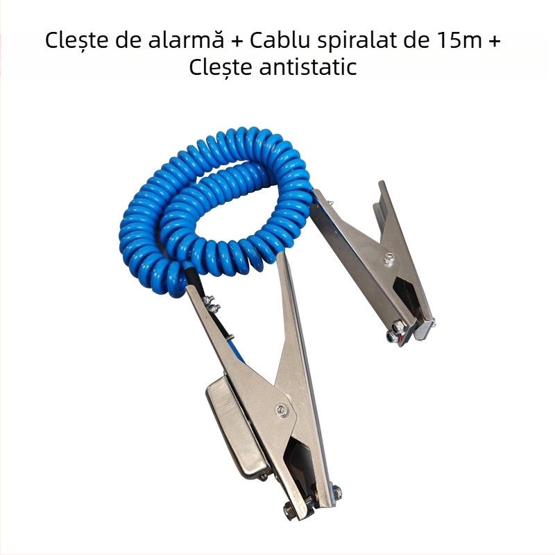 Clema de împământare electrostatică anti-explozie, din oțel inoxidabil 304, cu capete duble, pentru uz în fabrici chimice și stații de carburanți.