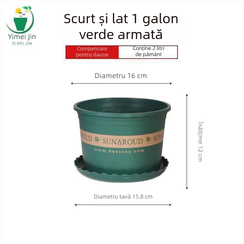 Ghiveci din plastic, dimensiune galon, potrivit pentru balcon și sufragerie, pentru plante verzi și trandafiri, extra-large, cu pereți groși