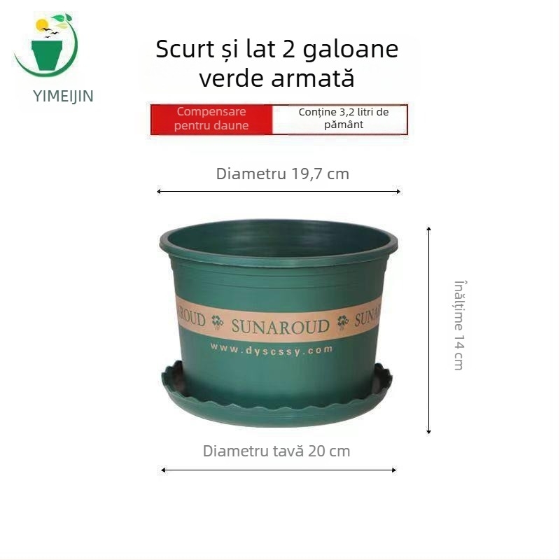 Ghiveci din plastic, dimensiune galon, potrivit pentru balcon și sufragerie, pentru plante verzi și trandafiri, extra-large, cu pereți groși