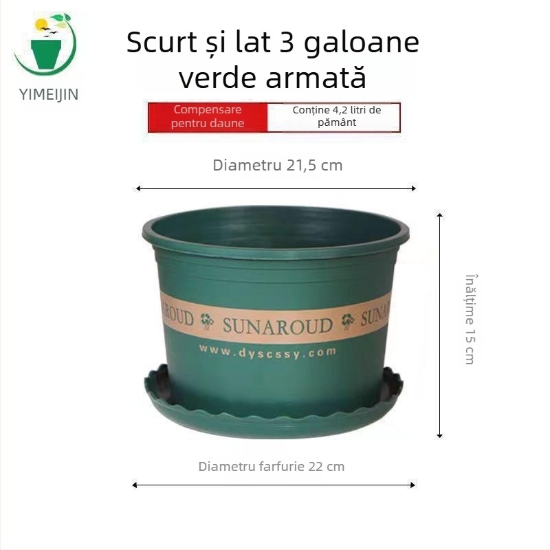 Ghiveci din plastic, dimensiune galon, potrivit pentru balcon și sufragerie, pentru plante verzi și trandafiri, extra-large, cu pereți groși